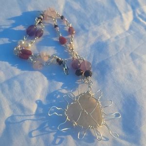 Quartz, Amethyst, Pink Tourmaline, Rose Quartz Necklace